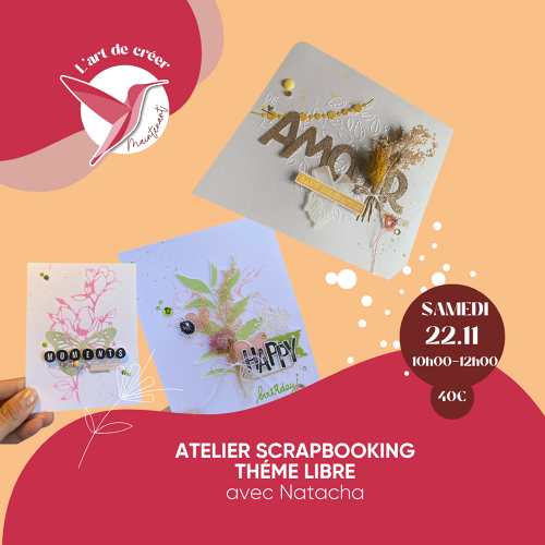 Événement Atelier Scrapbooking - Réalisation libre - Avec Natacha